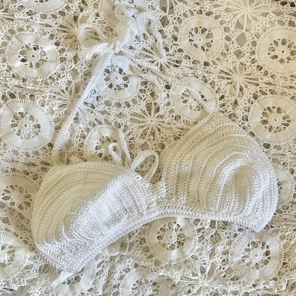 Handmade vintage white crochet bra top